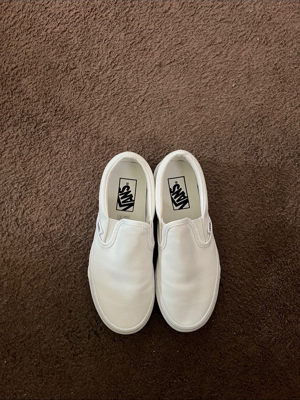 Vans Kids White Slip-On Canvas Sneakers
